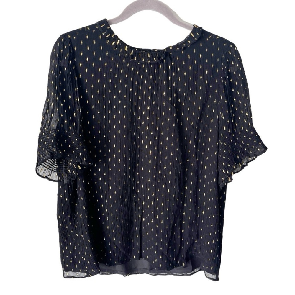 J.‎ Crew Blouse Women's XXL Smocked Puff Sleeve Top Lurex Chiffon Glam BN171